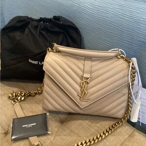 SOLD ***Saint Laurent Medium College Handbag in Dark Beige ** Tags attached!